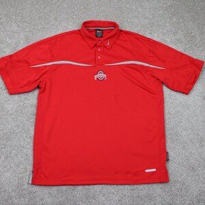 Nike Ohio State Polo‎ Shirt Adult Medium Red Waffle Knit S/S Pullover Buckeyes